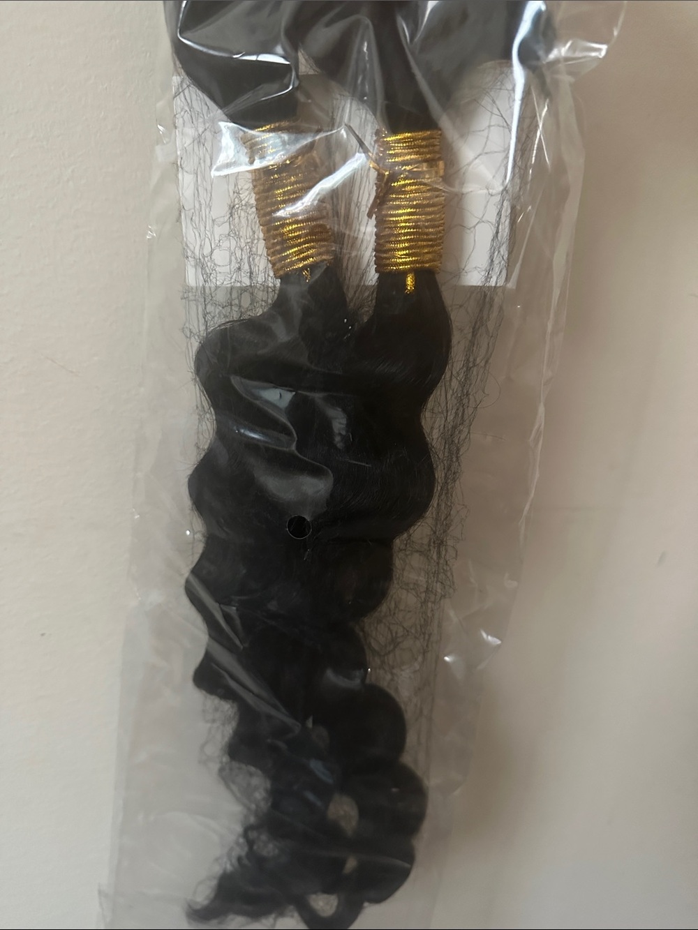 Black Curly Synthetic Hair Bundles with Gold Wraps - Women Hair